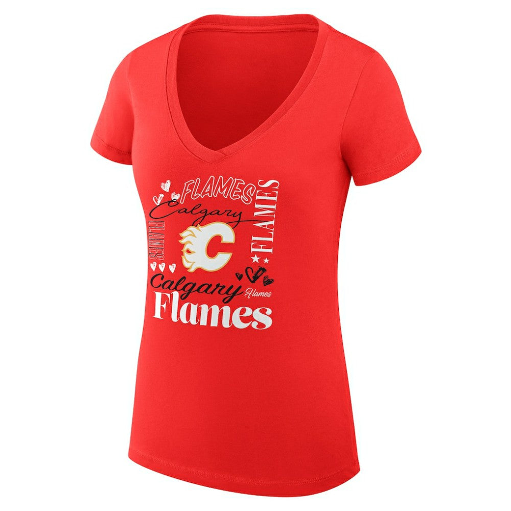 Calgary Flames G-III 4Her by Carl Banks Women's Super-Slim Fit Lightweight Collage Team Graphic T-Shirt - Red | NHL sale