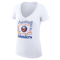 New York Islanders G-III 4Her by Carl Banks Women's Super-Slim Fit Lightweight Collage Team Graphic T-Shirt - White | NHL on sale