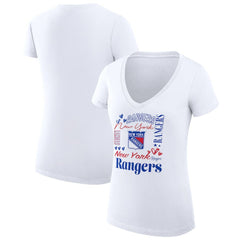 New York Rangers G-III 4Her by Carl Banks Women's Super-Slim Fit Lightweight Collage Team Graphic T-Shirt - White | NHL sale