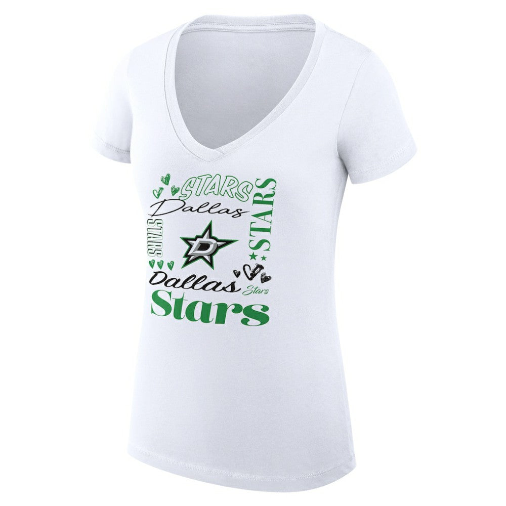 Dallas Stars G-III 4Her by Carl Banks Women's Super-Slim Fit Lightweight Collage Team Graphic T-Shirt - White | NHL on sale