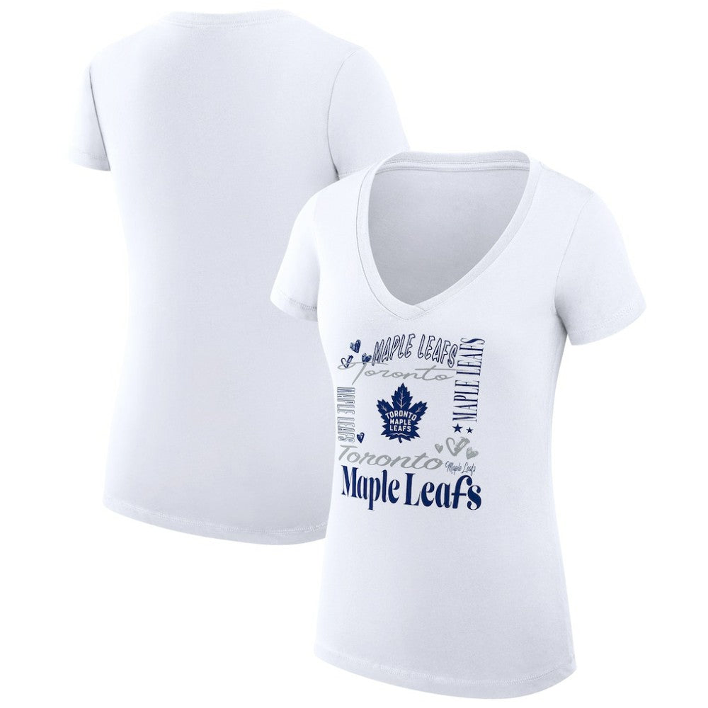 Toronto Maple Leafs G-III 4Her by Carl Banks Women's Super-Slim Fit Lightweight Collage Team Graphic T-Shirt - White | NHL online