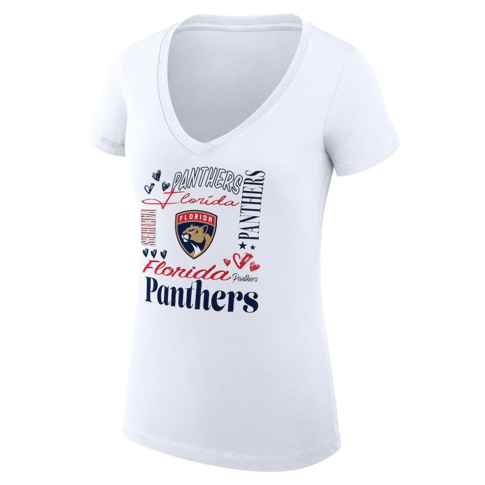 Florida Panthers G-III 4Her by Carl Banks Women's Super-Slim Fit Lightweight Collage Team Graphic T-Shirt - White | NHL Clearance