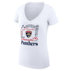 Florida Panthers G-III 4Her by Carl Banks Women's Super-Slim Fit Lightweight Collage Team Graphic T-Shirt - White | NHL Clearance