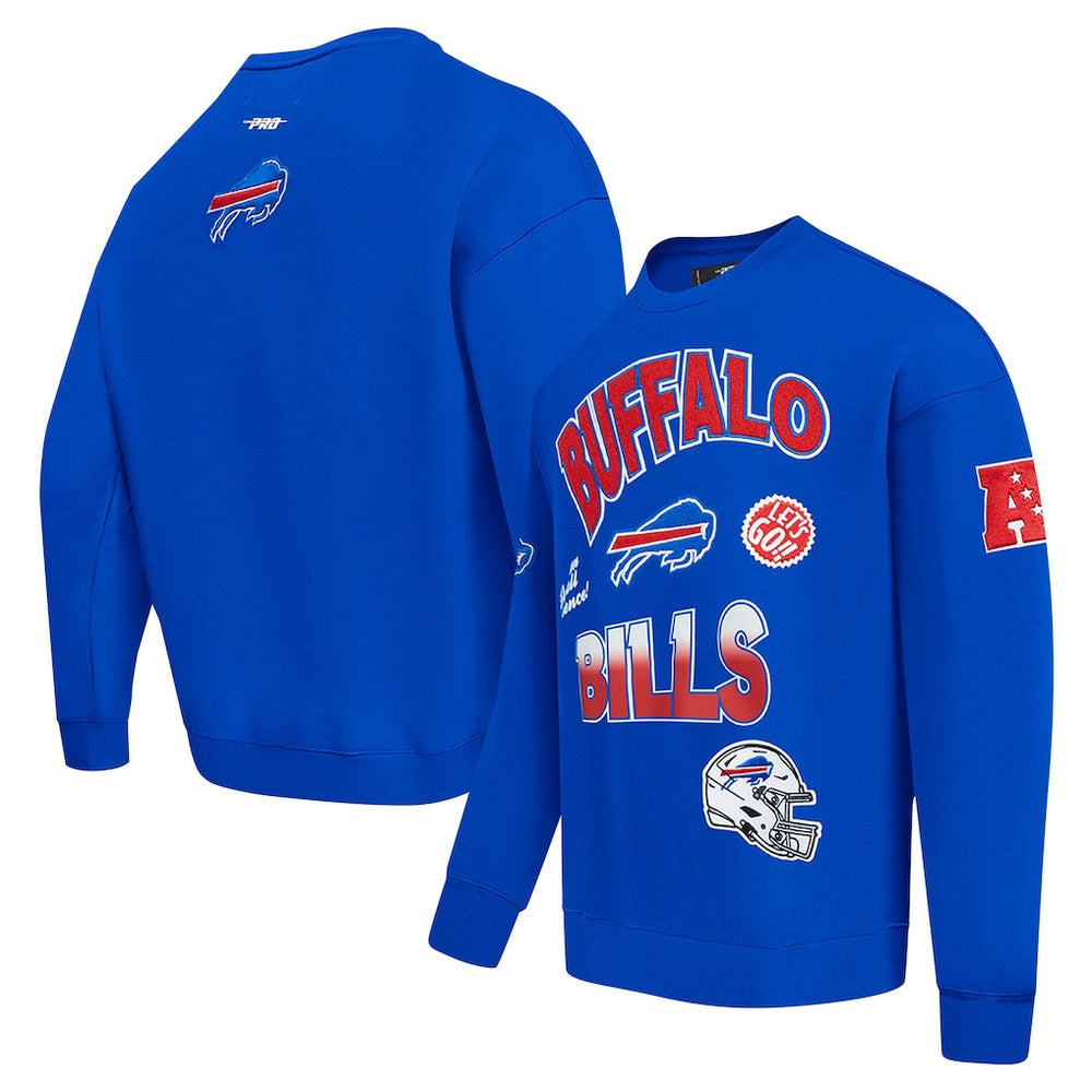 Buffalo Bills Pro Standard Turn It Up Drop Shoulder Pullover Sweatshirt - Royal - NFL