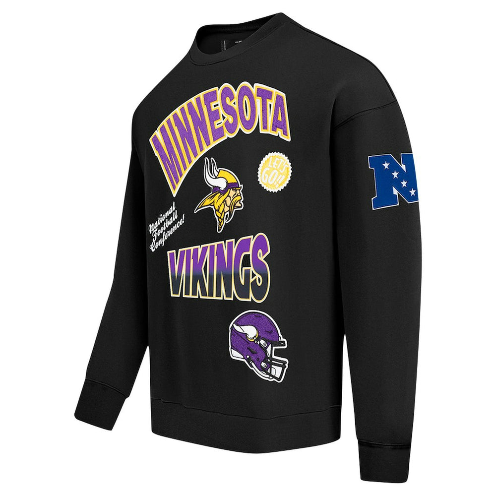 Minnesota Vikings Pro Standard Turn It Up Drop Shoulder Pullover Sweatshirt - Black - NFL