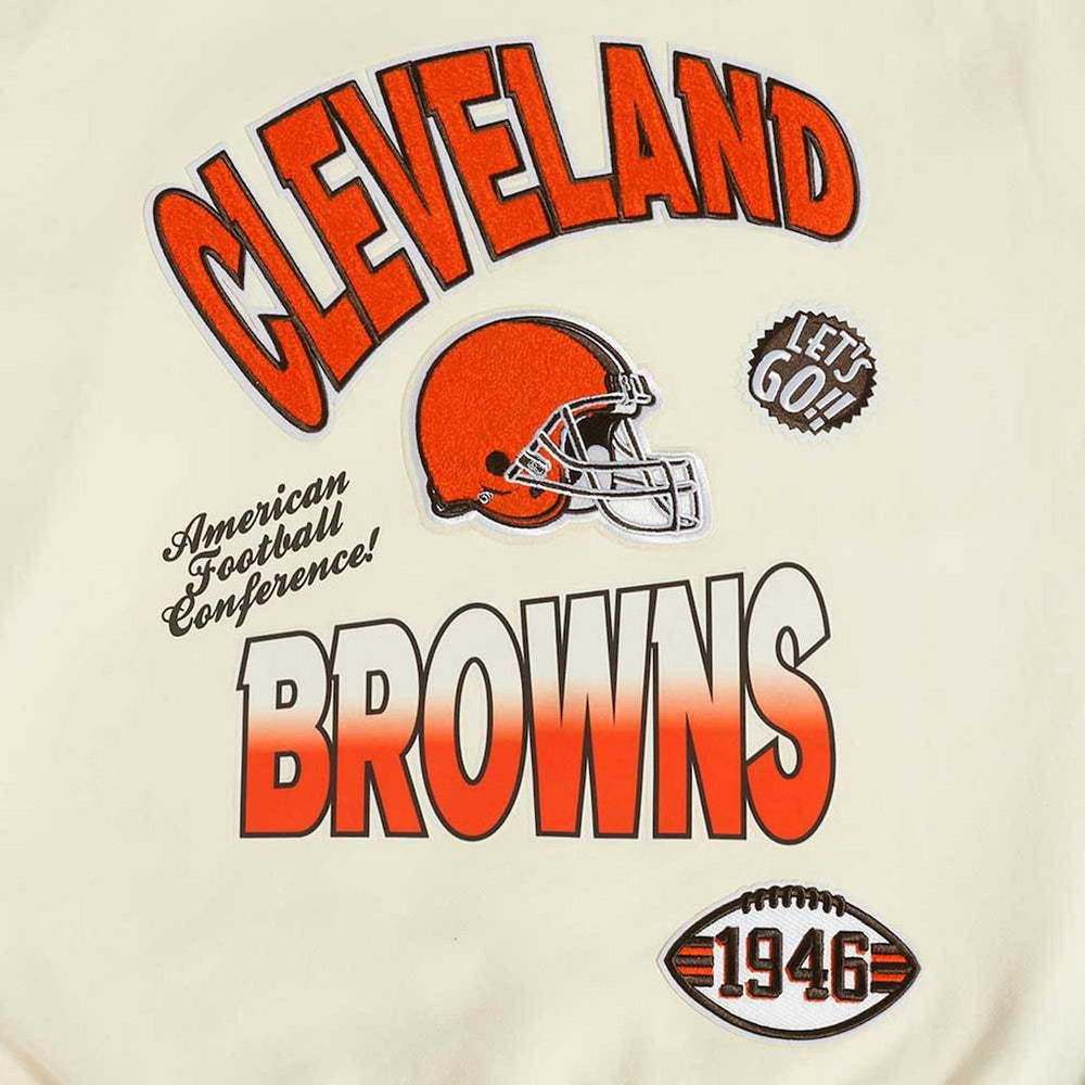 Cleveland Browns Pro Standard Turn It Up Pullover Sweatshirt - Cream - NFL