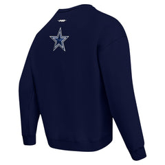 Dallas Cowboys Pro Standard Turn It Up Drop Shoulder Pullover Sweatshirt - Navy - NFL