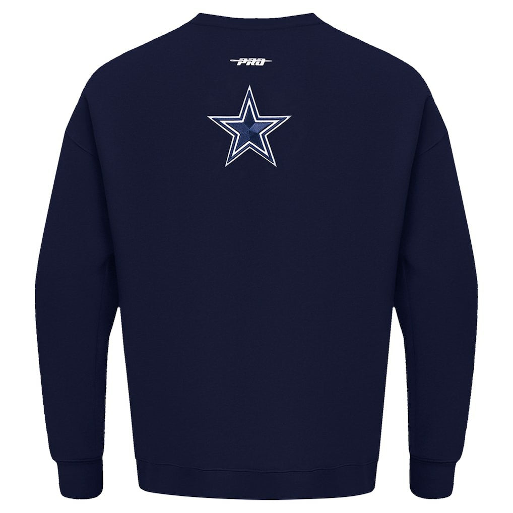 Dallas Cowboys Pro Standard Turn It Up Drop Shoulder Pullover Sweatshirt - Navy - NFL
