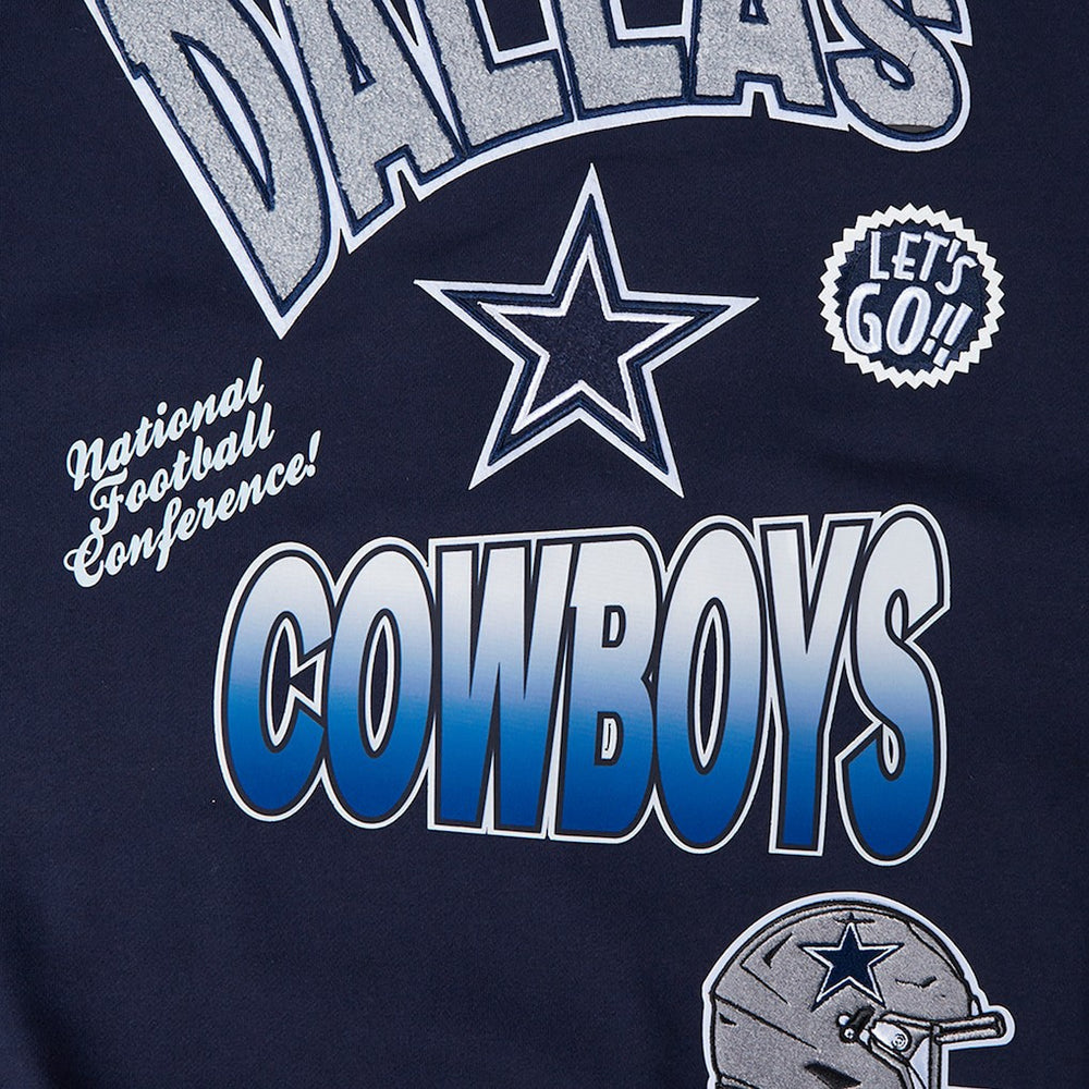Dallas Cowboys Pro Standard Turn It Up Drop Shoulder Pullover Sweatshirt - Navy - NFL