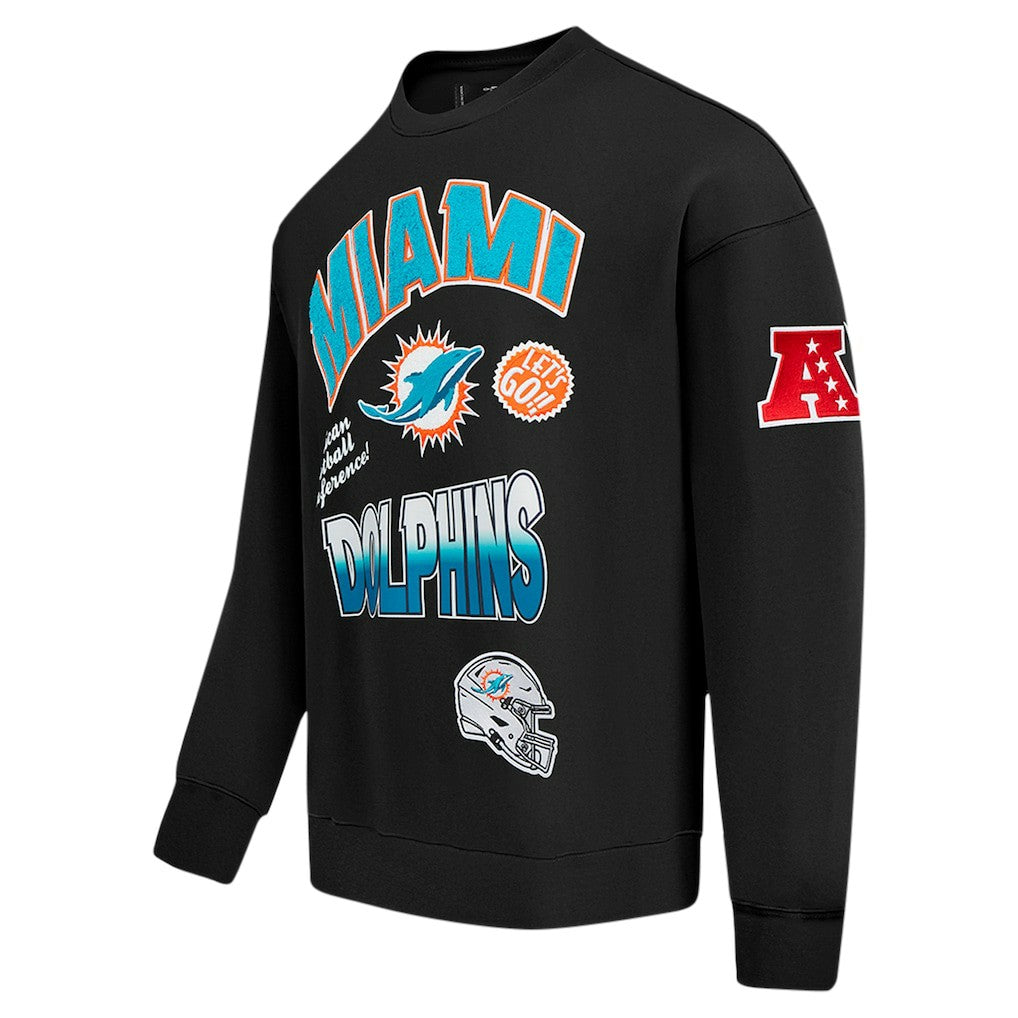 Miami Dolphins Pro Standard Turn It Up Drop Shoulder Pullover Sweatshirt - Black - NFL