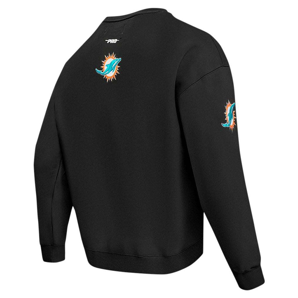Miami Dolphins Pro Standard Turn It Up Drop Shoulder Pullover Sweatshirt - Black - NFL