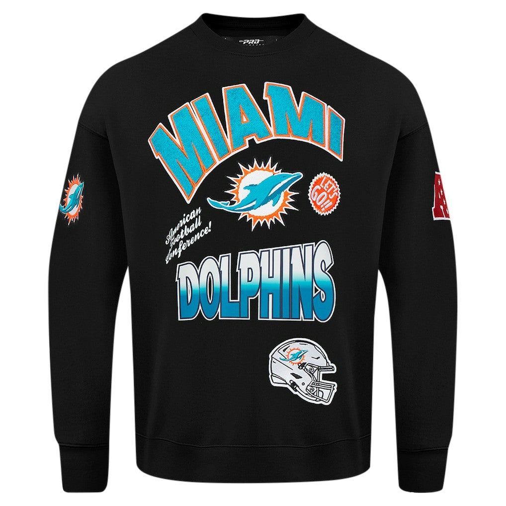 Miami Dolphins Pro Standard Turn It Up Drop Shoulder Pullover Sweatshirt - Black - NFL