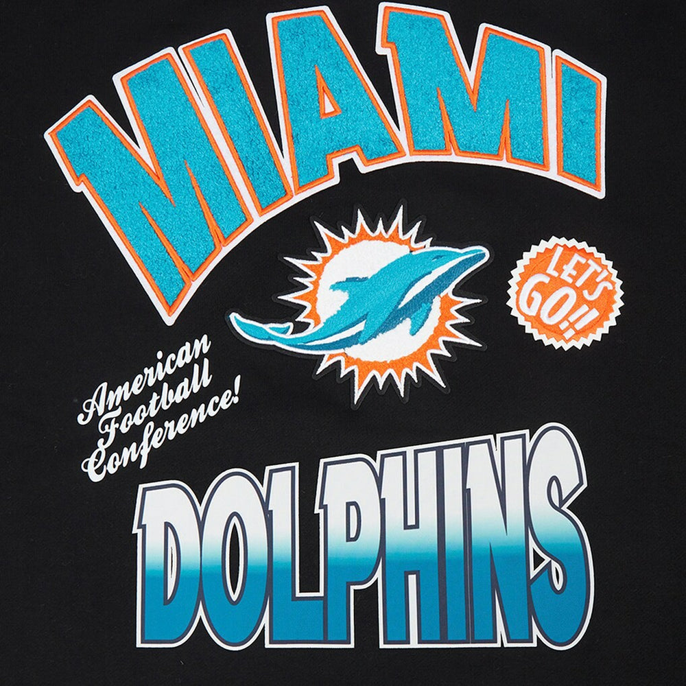 Miami Dolphins Pro Standard Turn It Up Drop Shoulder Pullover Sweatshirt - Black - NFL
