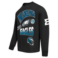 Philadelphia Eagles Pro Standard Turn It Up Drop Shoulder Pullover Sweatshirt - Black - NFL