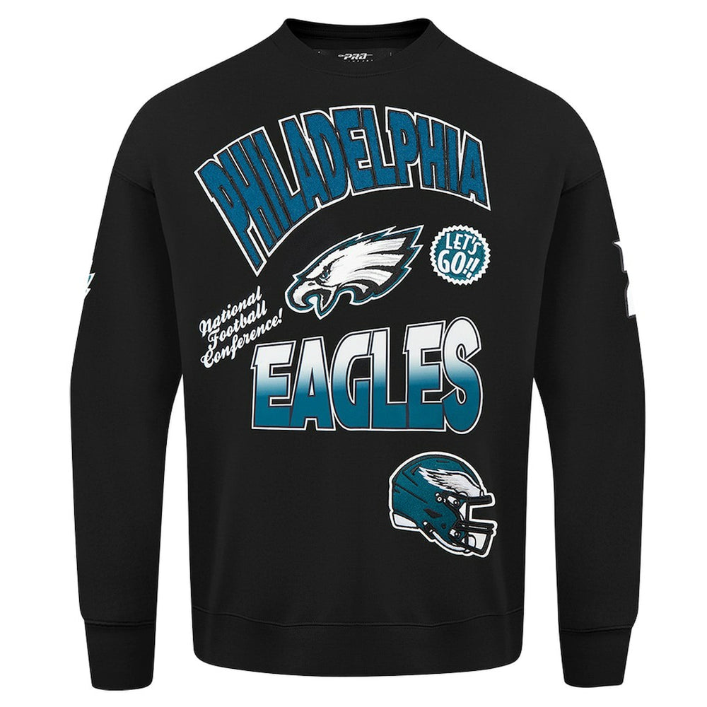 Philadelphia Eagles Pro Standard Turn It Up Drop Shoulder Pullover Sweatshirt - Black - NFL