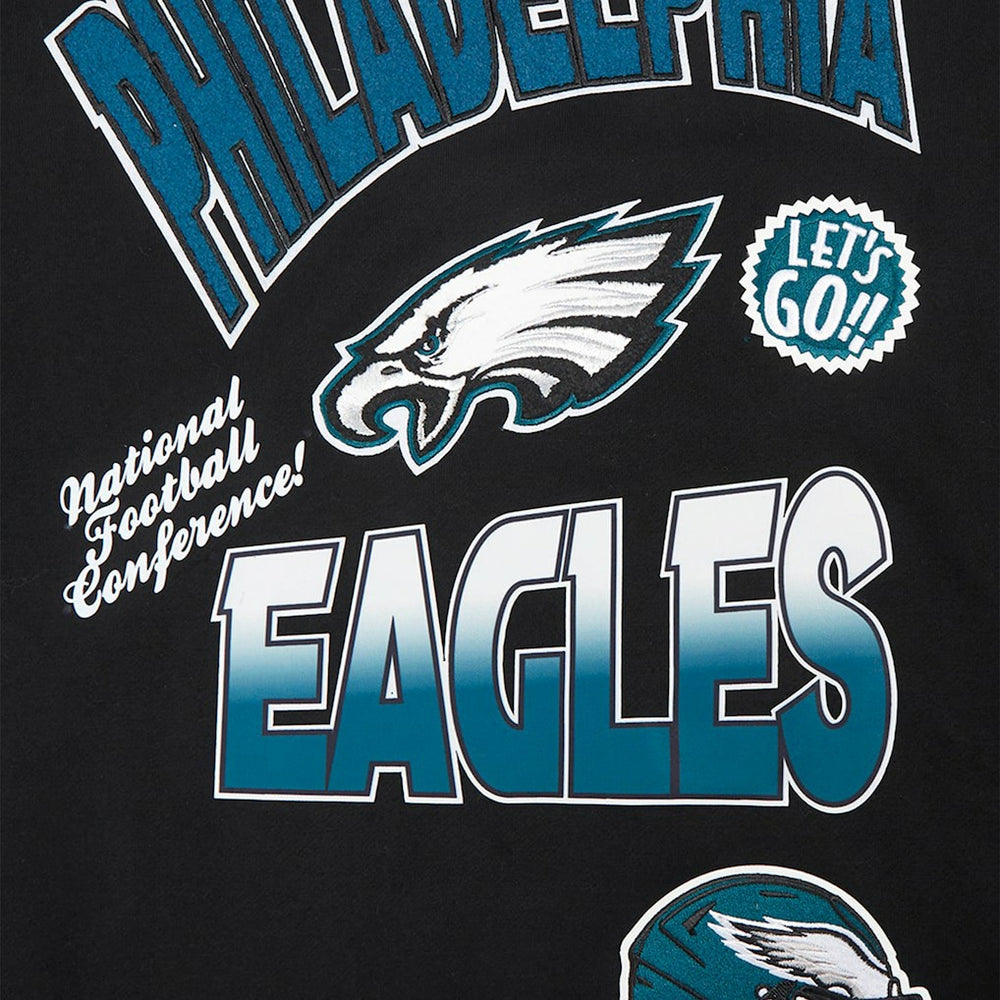 Philadelphia Eagles Pro Standard Turn It Up Drop Shoulder Pullover Sweatshirt - Black - NFL