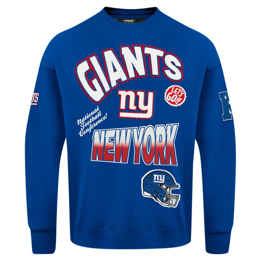 New York Giants Pro Standard Turn It Up Drop Shoulder Pullover Sweatshirt - Royal - NFL