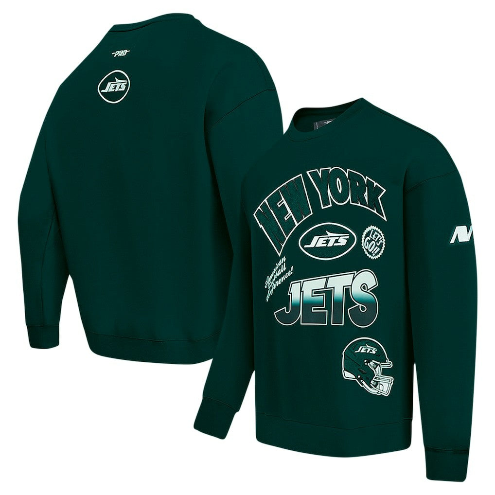 New York Jets Pro Standard Turn It Up Drop Shoulder Pullover Sweatshirt - Green - NFL