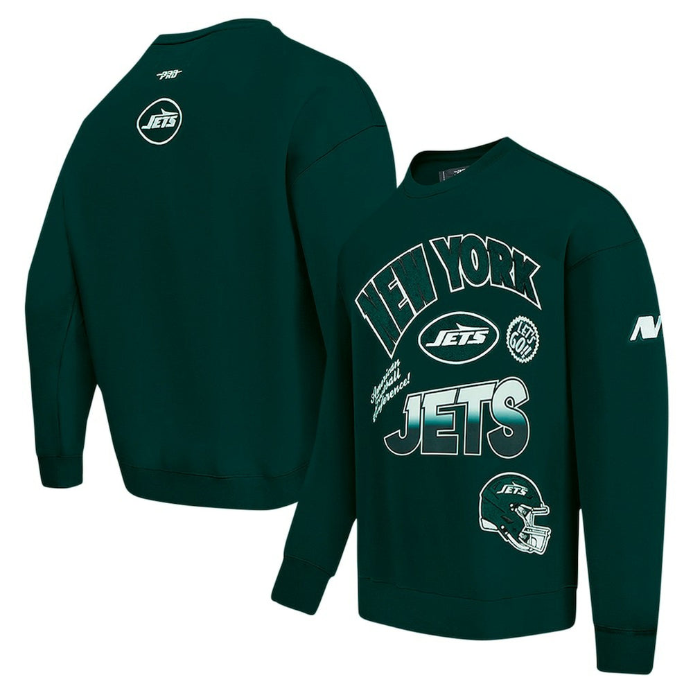 New York Jets Pro Standard Turn It Up Drop Shoulder Pullover Sweatshirt - Green - NFL