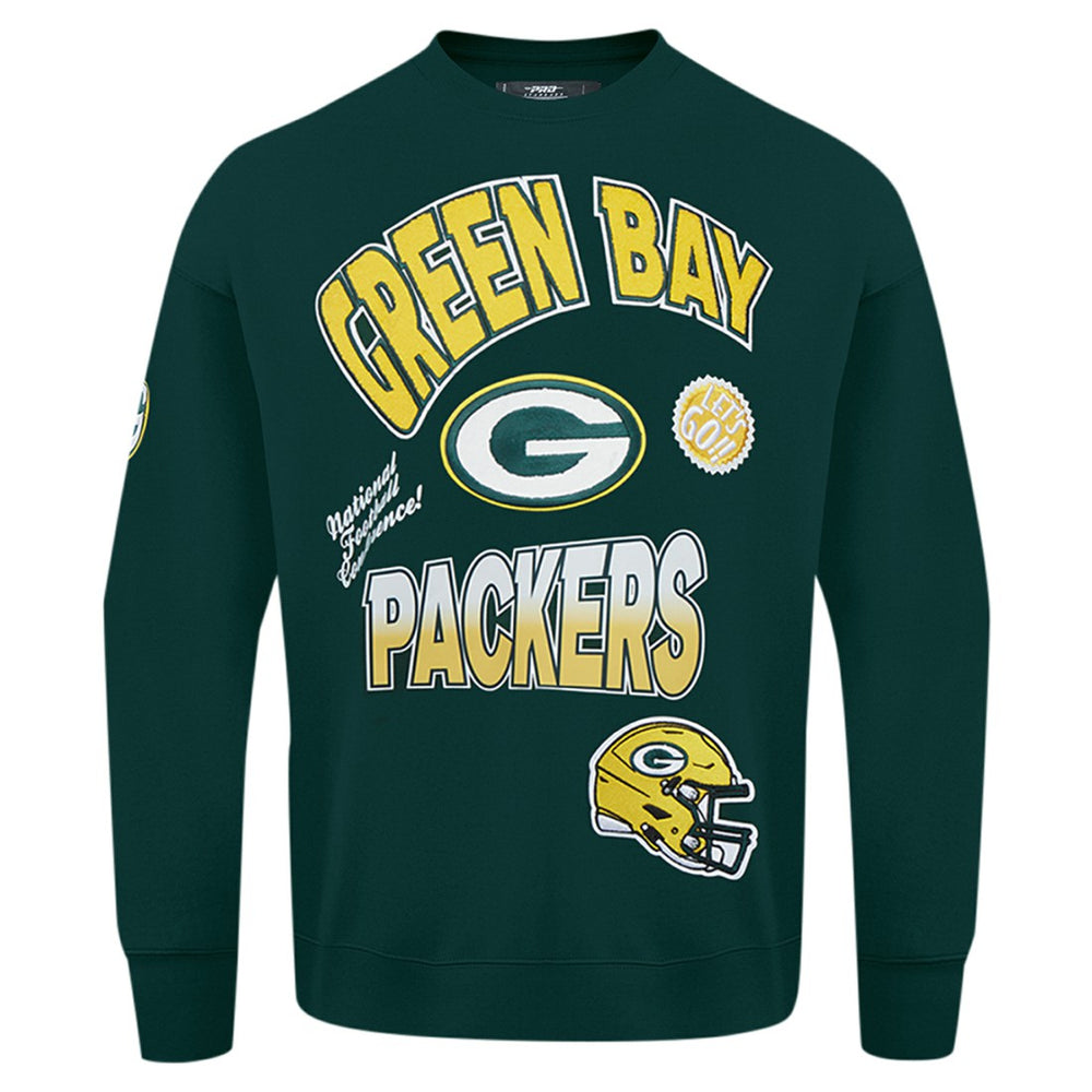 Green Bay Packers Pro Standard Turn It Up Drop Shoulder Pullover Sweatshirt - Green - NFL