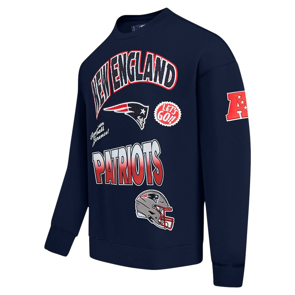 New England Patriots Pro Standard Turn It Up Drop Shoulder Pullover Sweatshirt - Navy - NFL