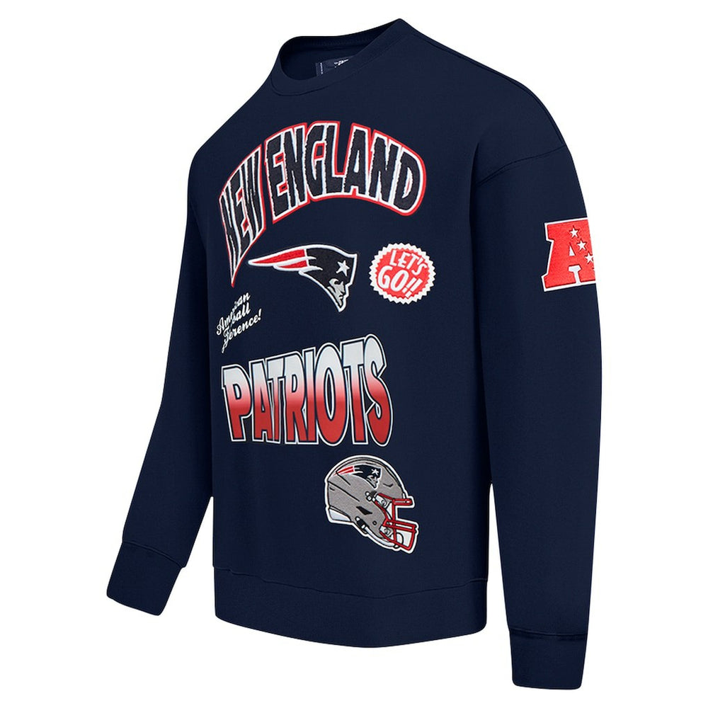New England Patriots Pro Standard Turn It Up Drop Shoulder Pullover Sweatshirt - Navy - NFL
