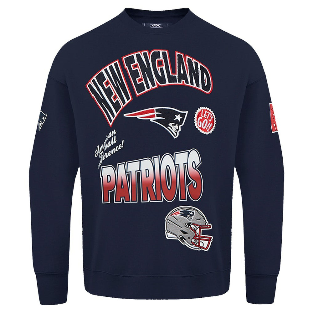 New England Patriots Pro Standard Turn It Up Drop Shoulder Pullover Sweatshirt - Navy - NFL
