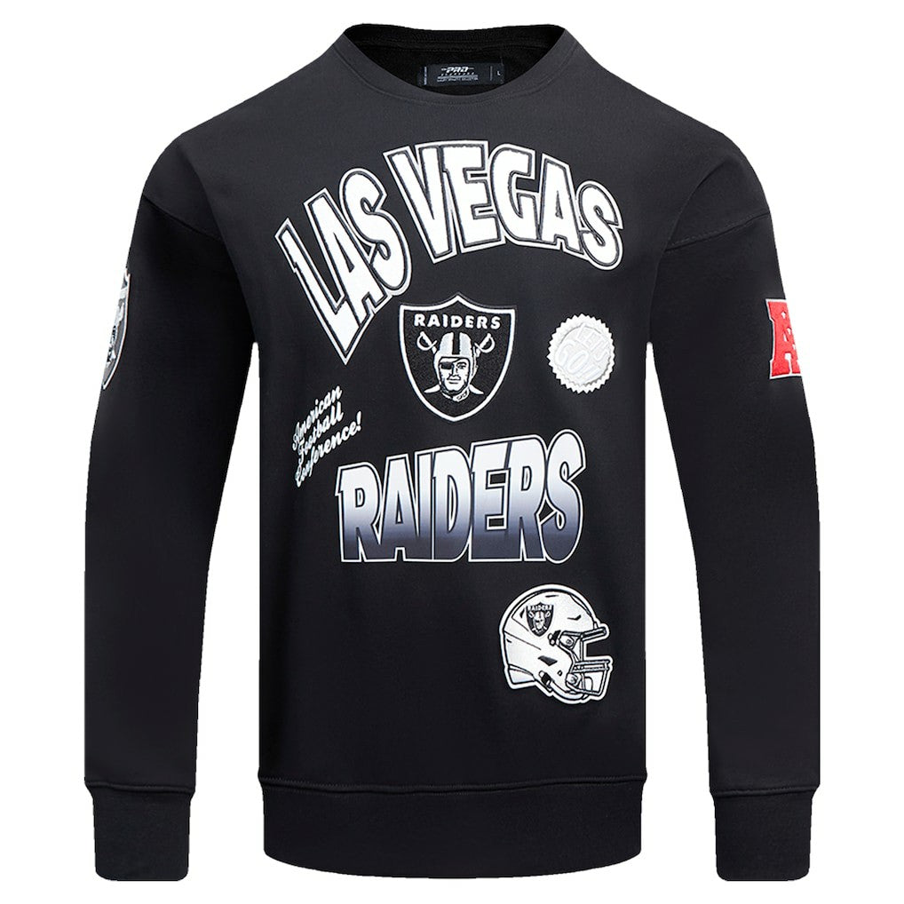 Las Vegas Raiders Pro Standard Turn It Up Drop Shoulder Pullover Sweatshirt - Black - NFL