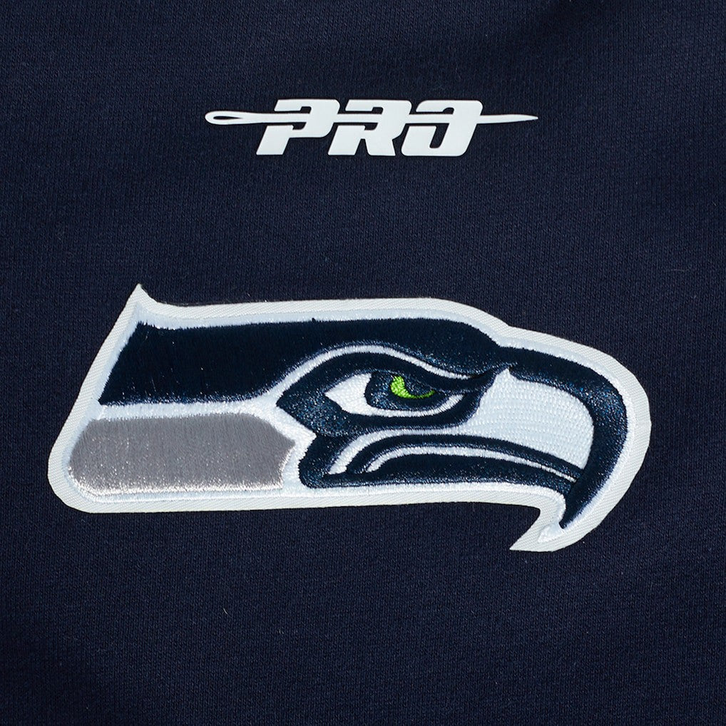 Seattle Seahawks Pro Standard Turn It Up Drop Shoulder Pullover Sweatshirt - College Navy - NFL