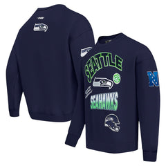 Seattle Seahawks Pro Standard Turn It Up Drop Shoulder Pullover Sweatshirt - College Navy - NFL