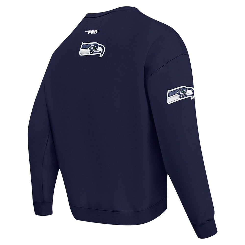 Seattle Seahawks Pro Standard Turn It Up Drop Shoulder Pullover Sweatshirt - College Navy - NFL