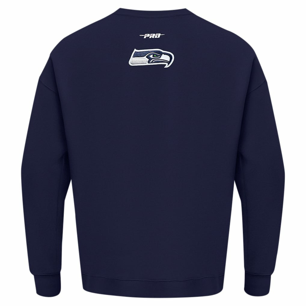 Seattle Seahawks Pro Standard Turn It Up Drop Shoulder Pullover Sweatshirt - College Navy - NFL