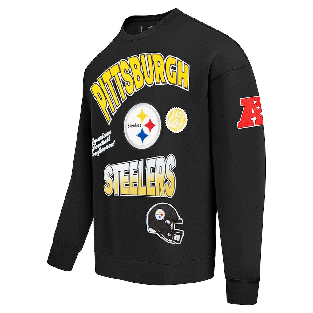 Pittsburgh Steelers Pro Standard Turn It Up Drop Shoulder Pullover Sweatshirt - Black - NFL