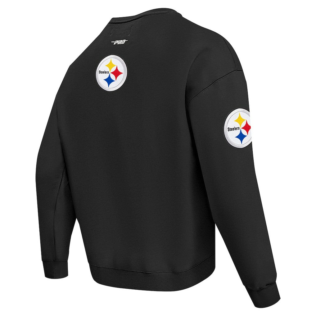 Pittsburgh Steelers Pro Standard Turn It Up Drop Shoulder Pullover Sweatshirt - Black - NFL