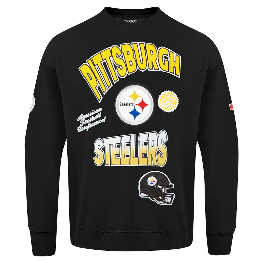 Pittsburgh Steelers Pro Standard Turn It Up Drop Shoulder Pullover Sweatshirt - Black - NFL