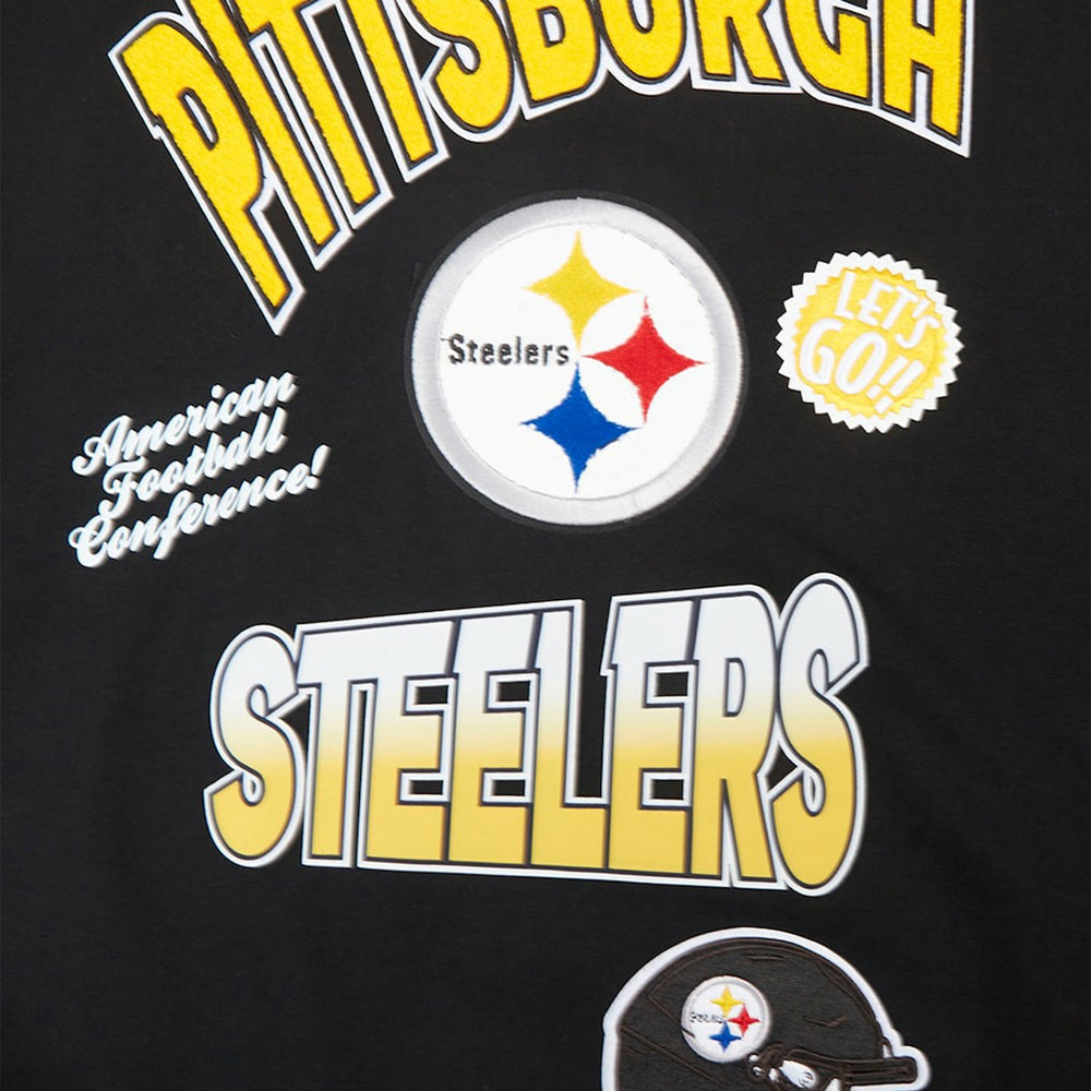 Pittsburgh Steelers Pro Standard Turn It Up Drop Shoulder Pullover Sweatshirt - Black - NFL