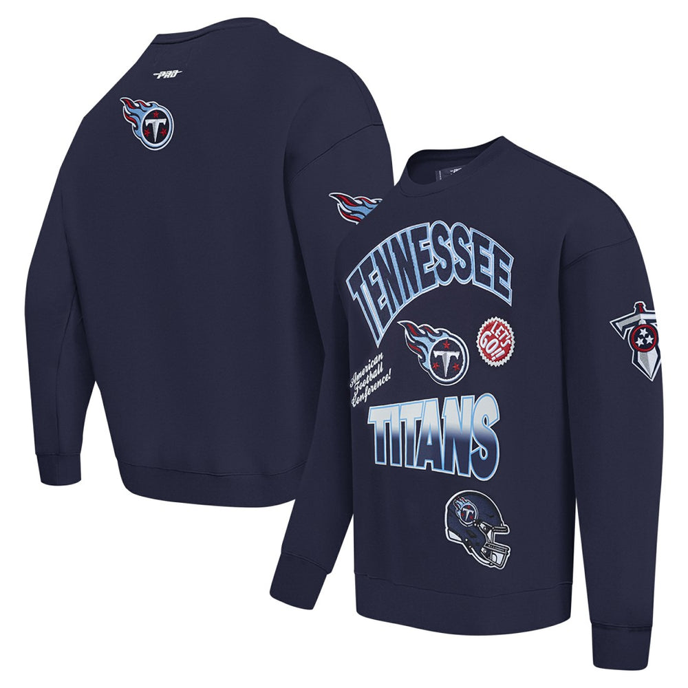 Tennessee Titans Pro Standard Turn It Up Drop Shoulder Pullover Sweatshirt - Navy - NFL