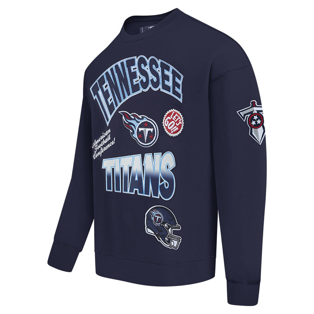 Tennessee Titans Pro Standard Turn It Up Drop Shoulder Pullover Sweatshirt - Navy - NFL