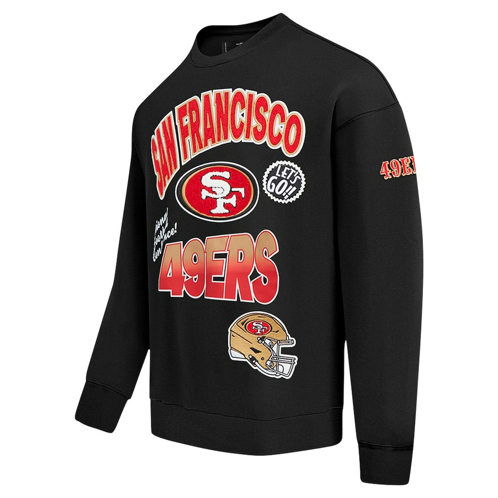 San Francisco 49ers Pro Standard Turn It Up Drop Shoulder Pullover Sweatshirt - Black - NFL