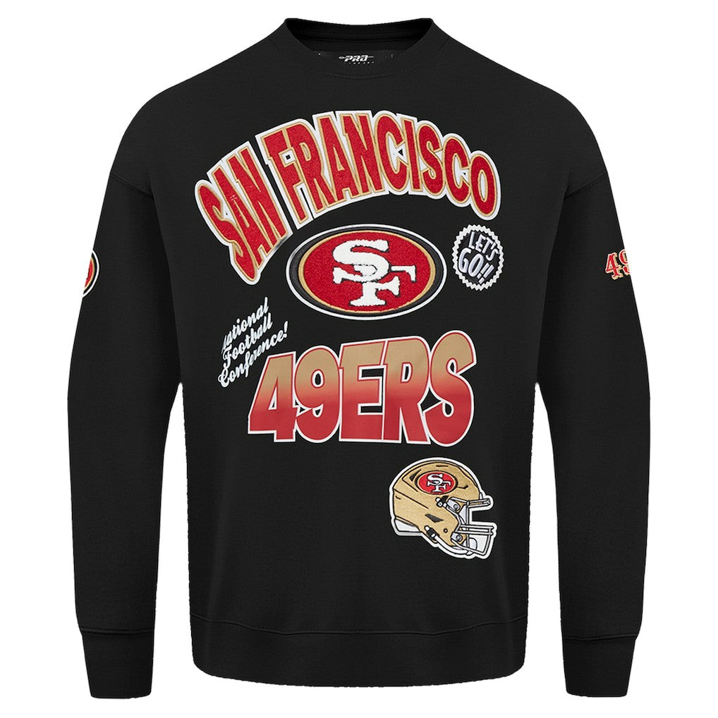 San Francisco 49ers Pro Standard Turn It Up Drop Shoulder Pullover Sweatshirt - Black - NFL