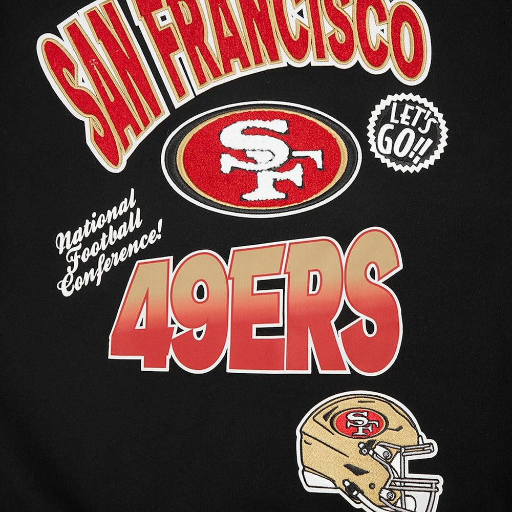 San Francisco 49ers Pro Standard Turn It Up Drop Shoulder Pullover Sweatshirt - Black - NFL