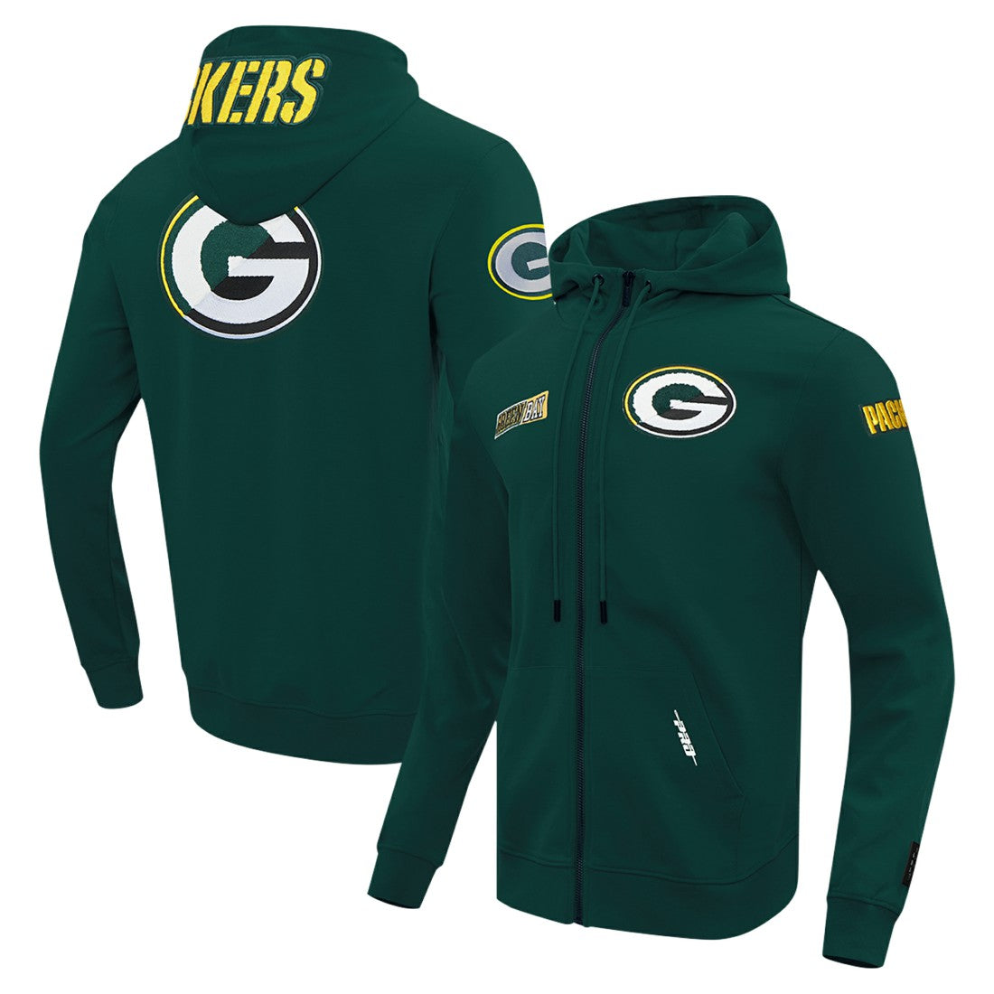 Green Bay Packers Pro Standard Split Logo Double Knit Full-Zip Hoodie - Green - NFL
