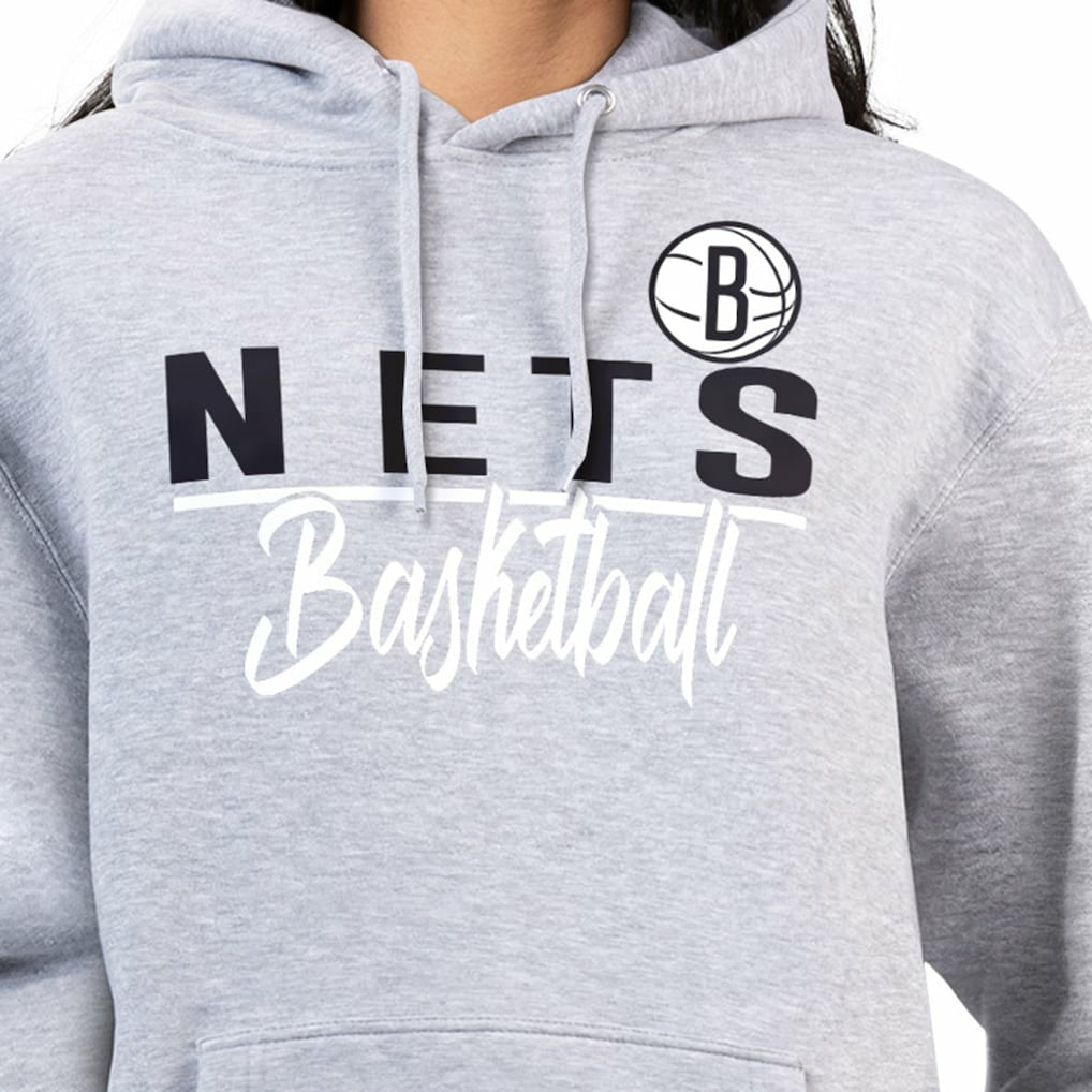 Brooklyn Nets G-III 4Her by Carl Banks Women's Graphics Fleece Pullover Hoodie Heather Gray