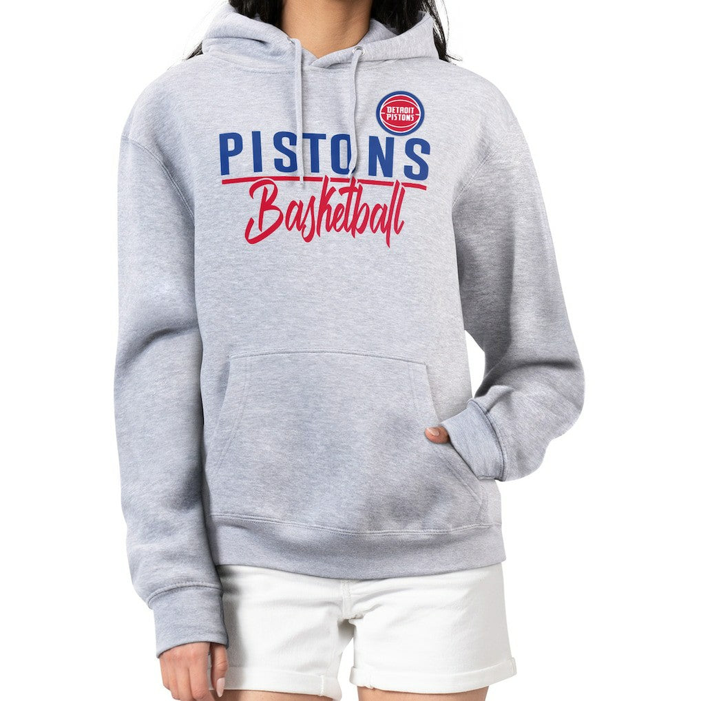 Detroit Pistons G-III 4Her by Carl Banks Women's Graphics Fleece Pullover Hoodie Heather Gray