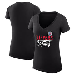LA Clippers G-III 4Her by Carl Banks Women's Super-Slim Fit Lightweight Team Sport V-Neck T-Shirt Black