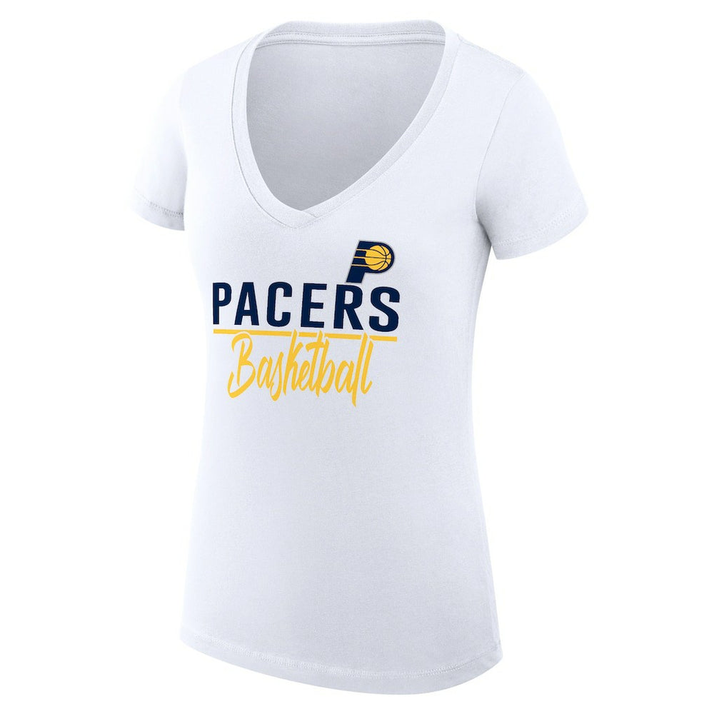 Indiana Pacers G-III 4Her by Carl Banks Women's Super-Slim Fit Lightweight Team Sport V-Neck T-Shirt White