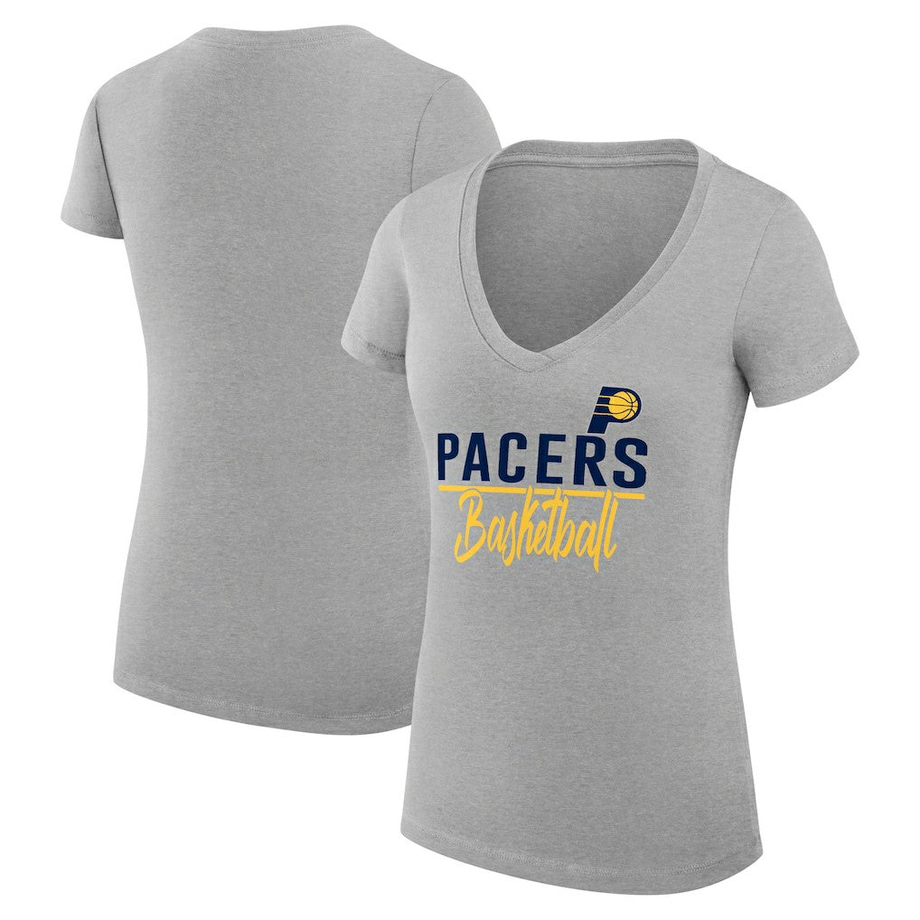 Indiana Pacers G-III 4Her by Carl Banks Women's Super-Slim Fit Lightweight Team Sport V-Neck T-Shirt Heather Gray