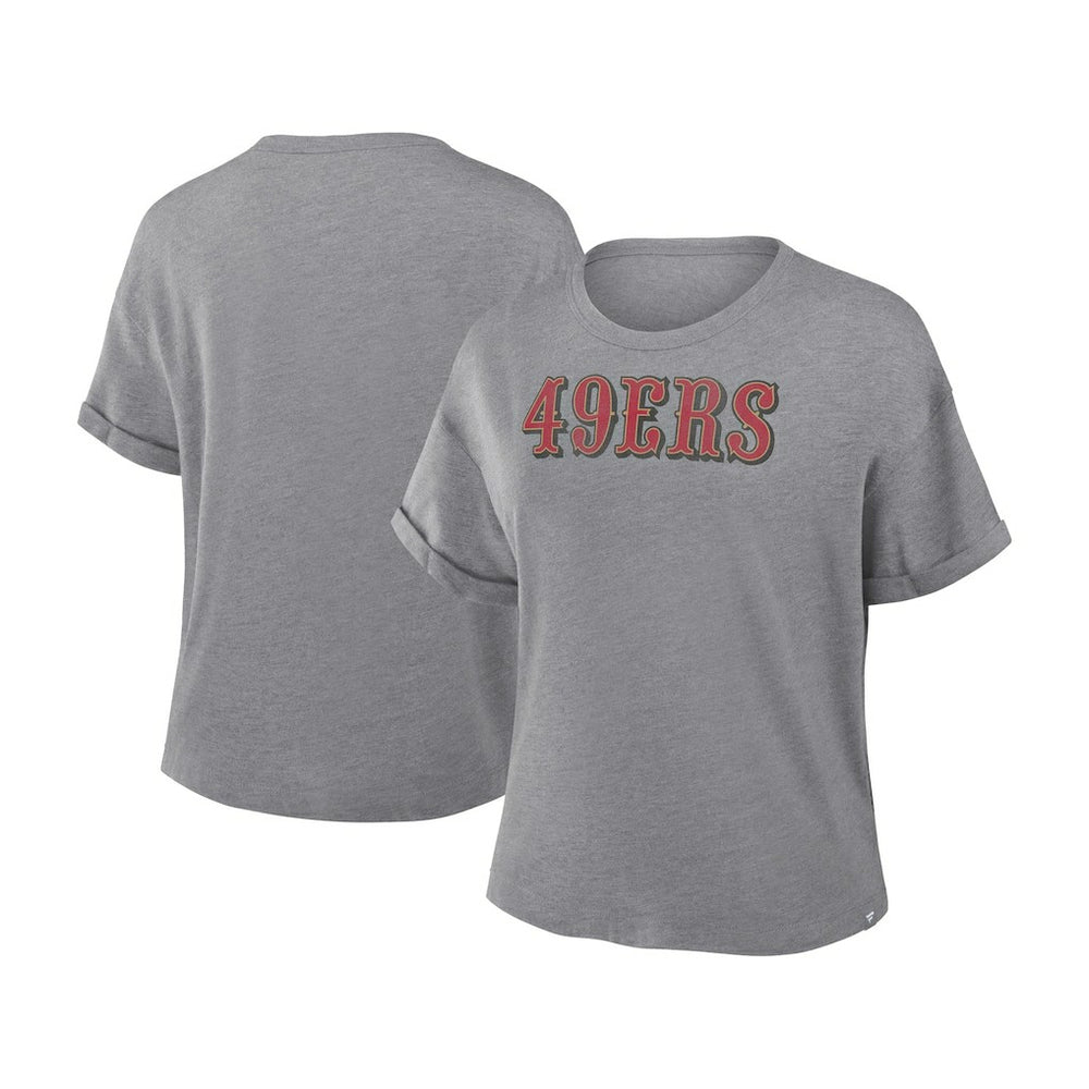 San Francisco 49ers Women's Swing Pass Tri-Blend Boxy T-Shirt - Heather Gray - Fanatics