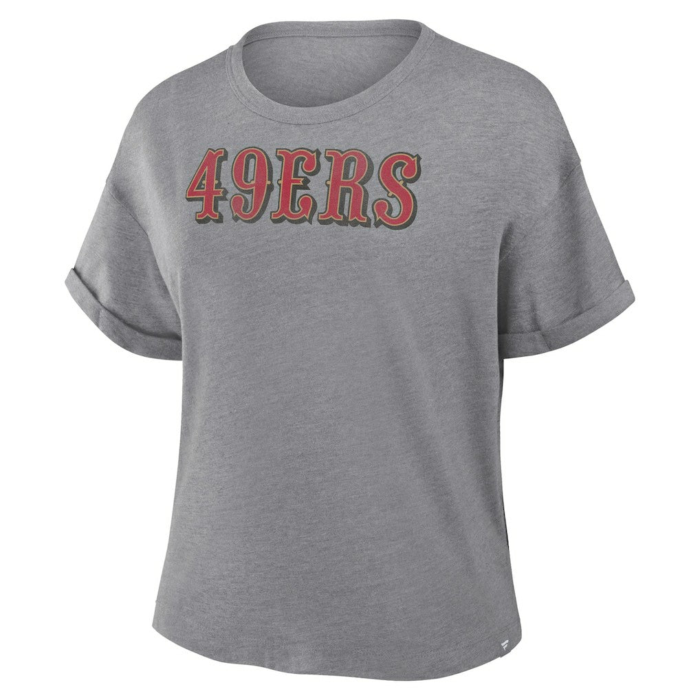 San Francisco 49ers Women's Swing Pass Tri-Blend Boxy T-Shirt - Heather Gray - Fanatics