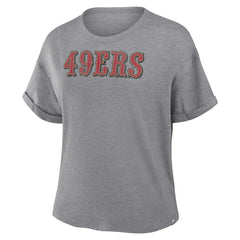 San Francisco 49ers Women's Swing Pass Tri-Blend Boxy T-Shirt - Heather Gray - Fanatics